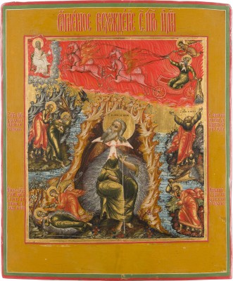 Picture IKONE MIT DEM PROPHETEN ELIAS, SEINEM LEBEN IN DER WÜSTE UND SEINER FEURIGEN HIMMELFAHRT
