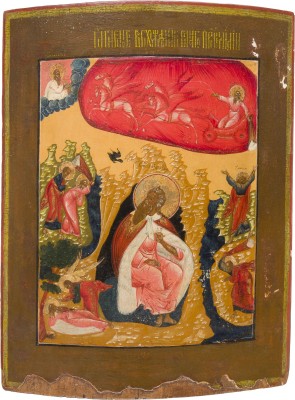 Picture IKONE MIT DEM PROPHETEN ELIAS, SEINEM LEBEN IN DER WÜSTE UND SEINER FEURIGEN HIMMELFAHRT