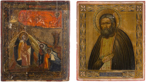 Auction 147<br>ZWEI IKONEN: PROPHET ELIAS UND HEILIGER SERAFIM VON SAROW