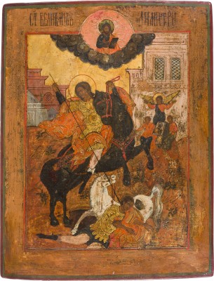 Auktion 147<br>GROSSE IKONE MIT DEM HEILIGEN DEMETRIUS VON THESSALONIKI