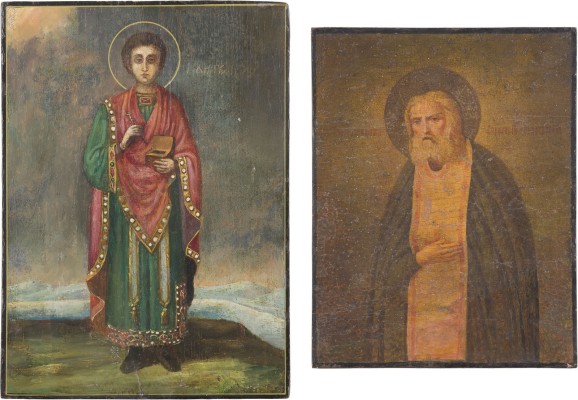 Auction 147<br>ZWEI IKONEN: HEILIGE PANTELEIMON UND SERAFIM VON SAROW