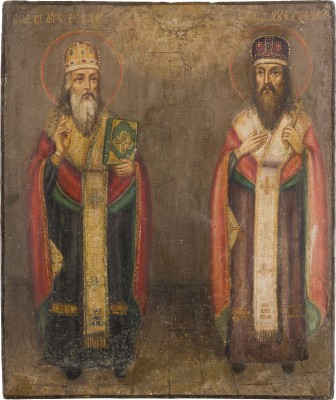 Auktion 147<br>IKONE MIT DEN HEILIGEN BLASIUS UND CHARALAMPIUS