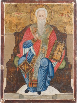 Auktion 147<br>IKONE MIT DEM HEILIGEN MODESTUS - SCHUTZHEILIGER DER HAUSTIERE