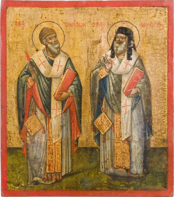 Bild SIGNIERTE UND DATIERTE IKONE MIT DEN HEILIGEN SPIRIDON UND DIONYSIOS