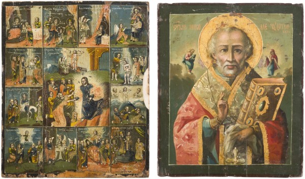 Picture ZWEI IKONEN: HEILIGER NIKOLAUS VON MYRA UND FESTTAGSIKONE
