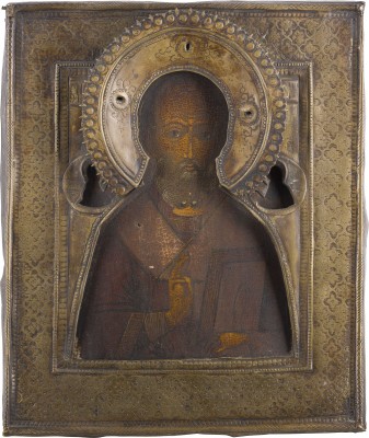 Bild IKONE MIT DEM HEILIGEN NIKOLAUS VON MYRA MIT RIZA