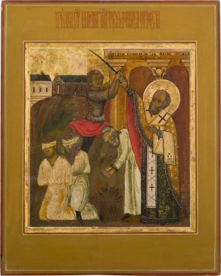 Auction 147<br>IKONE MIT EINER SZENE AUS DEM LEBEN DES HEILIGEN NIKOLAUS VON MYRA