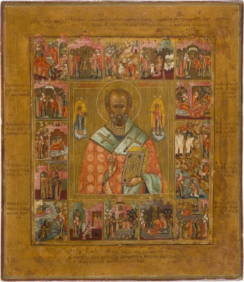 Auktion 147<br>FEINE VITA-IKONE DES HEILIGEN NIKOLAUS VON MYRA