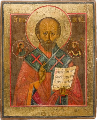 Auktion 147<br>GROSSFORMATIGE IKONE MIT DEM HEILIGEN NIKOLAUS VON MYRA