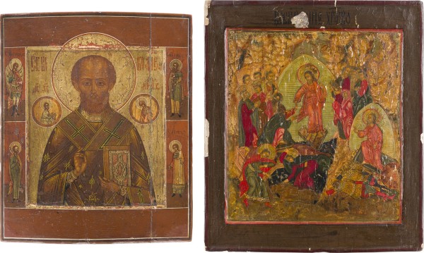 Auktion 147<br>ZWEI IKONEN: HEILIGER NIKOLAUS VON MYRA UND HÖLLENFAHRT CHRISTI