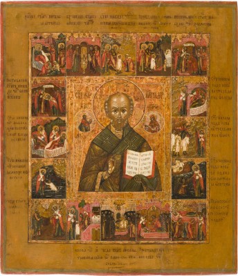 Auction 147<br>DATIERTE VITA-IKONE MIT DEM HEILIGEN NIKOLAUS VON MYRA