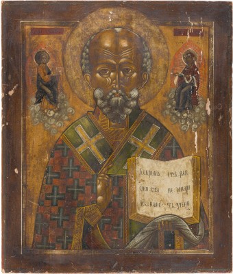 Auktion 147<br>GROSSFORMATIGE IKONE MIT DEM HEILIGEN NIKOLAUS VON MYRA