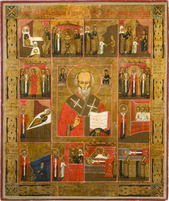 Auction 147<br>GROSSFORMATIGE VITA-IKONE MIT DEM HEILIGEN NIKOLAUS VON MYRA