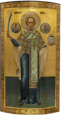 Auktion 147<br>MONUMENTALE IKONE MIT DEM HEILIGEN NIKOLAUS VON MOSCHAISK AUS EINER KIRCHEN-IKONOSTASE