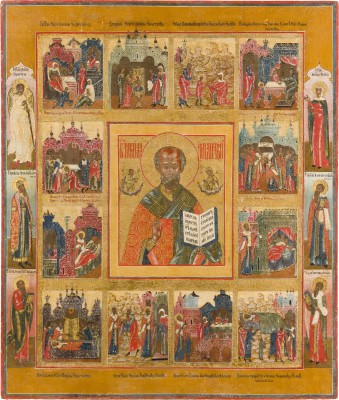 Auction 147<br>GROSSFORMATIGE UND FEINE VITA-IKONE MIT DEM HEILIGEN NIKOLAUS VON MYRA