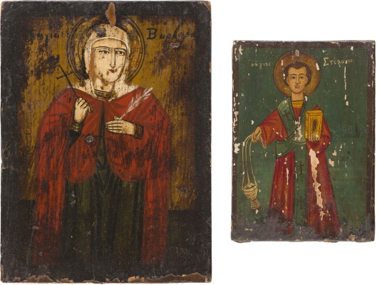 Auction 147<br>ZWEI IKONEN: DIE HEILIGEN STEPHANUS UND BARBARA