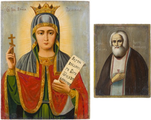 Auction 147<br>ZWEI IKONEN: HEILIGER SERAFIM VON SAROW UND HEILIGE PARASKEWA