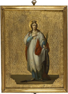 Auction 147<br>GROSSFORMATIGE UND FEINE IKONE MIT DER HEILIGEN MÄRTYRERIN KATHARINA VON ALEXANDRIEN