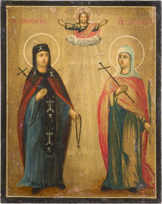 Auktion 147<br>KLEINE IKONE MIT DEN HEILIGEN DOMNIKA UND AGATHIA