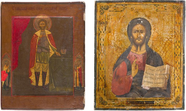 Auktion 147<br>ZWEI IKONEN: CHRISTUS PANTOKRATOR UND HEILIGER ALEXANDER NEWSKI