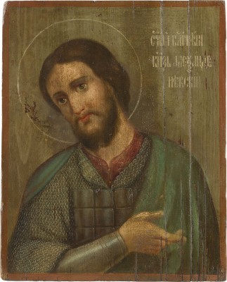 Auction 147<br>IKONE MIT DEM HEILIGEN ALEXANDER NEWSKI (JOHANNES DER KRIEGER)
