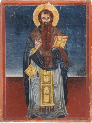 Auktion 147<br>IKONE MIT DEM HEILIGEN BASILIOS DEM GROSSEN