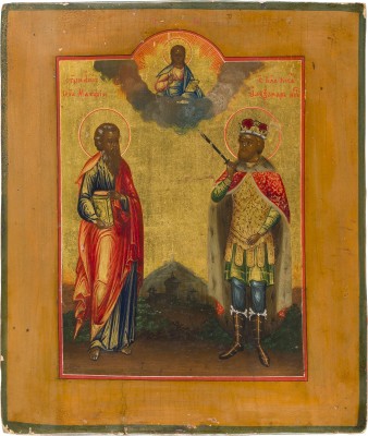 Bild KLEINE IKONE MIT DEM EVANGELISTEN MATTHÄUS UND DEM HEILIGEN ALEXANDER NEWSKI