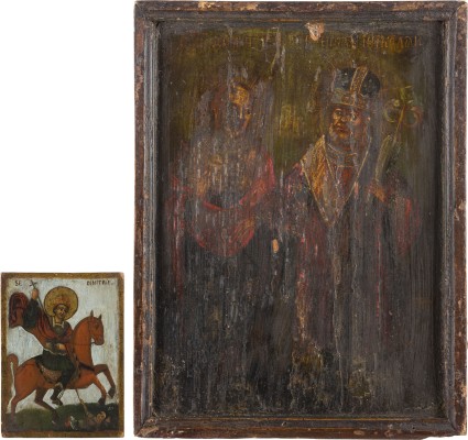 Auction 147<br>ZWEI IKONEN: HEILIGER DEMETRIUS UND ZWEI HEILIGE