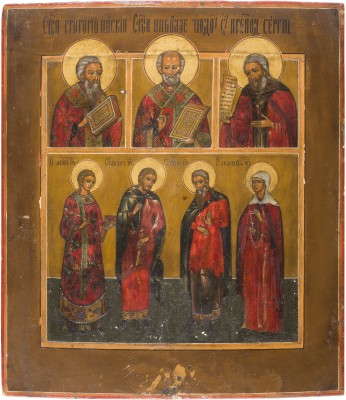 Picture VIERFELDER-IKONE MIT AUSGEWÄHLTEN HEILIGEN, DARUNTER SAMON, GURIJ, AVIV UND ANASTASIA