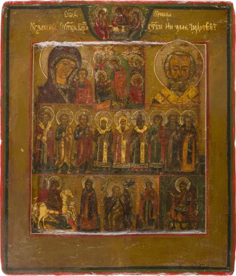 Picture MEHRFELDER-IKONE MIT DER HADESFAHRT CHRISTI, DER GOTTESMUTTER VON KASAN UND AUSGEWÄHLTEN HEILIGEN