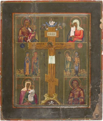 Picture MEHRFELDER-IKONE MIT DER KREUZIGUNG CHRISTI UND GNADENBILDERN DER GOTTESMUTTER