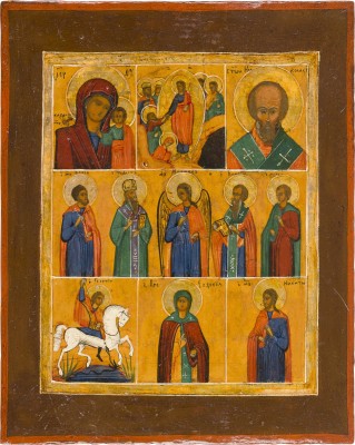 Picture MEHRFELDER-IKONE MIT DER HADESFAHRT CHRISTI, DER GOTTESMUTTER VON KASAN UND AUSGEWÄHLTEN HEILIGEN