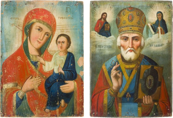 Auction 147<br>ZWEI IKONEN: GOTTESMUTTER VON TICHWIN UND HEILIGER NIKOLAUS VON MYRA