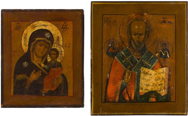 Auktion 147<br>ZWEI IKONEN: GOTTESMUTTER IWERSKAJA UND HEILIGER NIKOLAUS VON MYRA