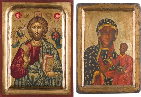 Bild ZWEI GROSSE IKONEN: CHRISTUS PANTOKRATOR UND SCHWARZE MADONNA