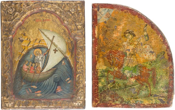 Auction 147<br>ZWEI IKONEN: HEILIGER NIKOLAUS VON MYRA UND HEILIGER DEMETRIUS