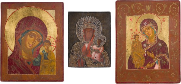 Auction 147<br>DREI IKONEN MIT GNADENBILDERN DER GOTTESMUTTER
