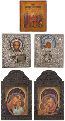 Picture FÜNF IKONEN: CHRISTUS PANTOKRATOR, GNADENBILDERN DER GOTTESMUTTER UND KREUZIGUNG CHRISTI