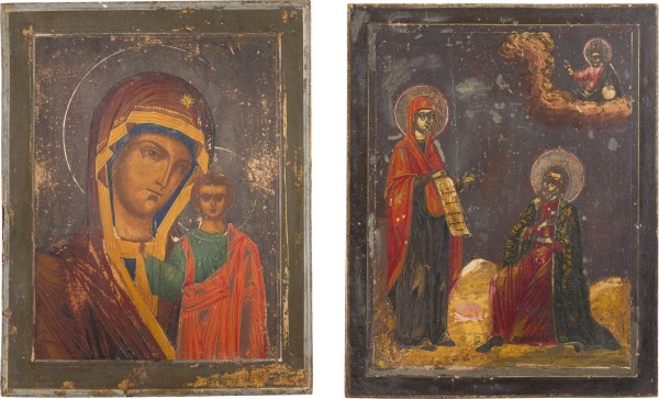 Picture ZWEI KLEINE IKONEN MIT DER GOTTESMUTTER VON KASAN (KASANSKAJA) UND DER GOTTESMUTTER BOGOLUBSKAJA