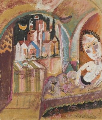 Bild LIEGENDER AKT VOR NÄCHTLICHER STADTSZENE (1920)