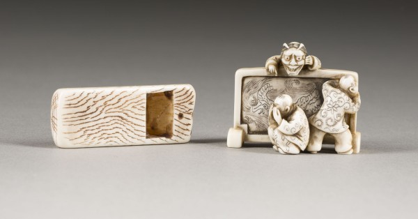Auktion 148<br>ZWEI SELTENE NETSUKE AUS ELFENBEIN