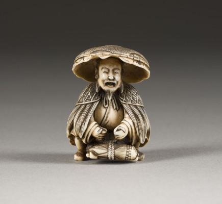 Picture EIN FEINES GESCHNITZTES NETSUKE MIT EINEM MOSO AUS ELFENBEIN