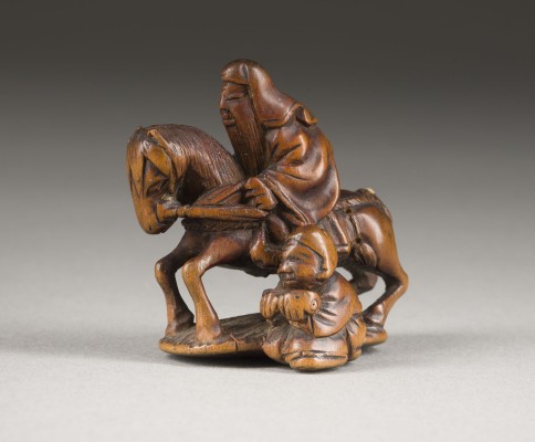 Auction 148<br>EIN NETSUKE VON CHORYO UND KOSEKIKO AUS HOLZ