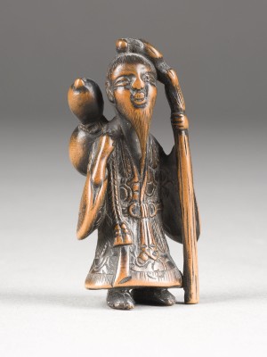 Auction 148<br>EIN NETSUKE VON CHOKARO SENNIN AUS HOLZ