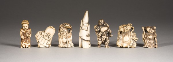 Bild SIEBEN NEZUKE VON MYTHOLOGISCHEN FIGUREN AUS HIRSCHHORN