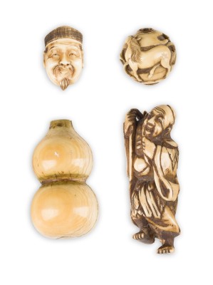 Picture EIN VERTEILIGES KONVOLUT VON NETSUKE UND OJIME