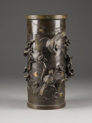 Bild EIN PINSELBECHER MIT DER DARSTELLUNG VON PHÖNIX UND BAUM AUS BRONZE
