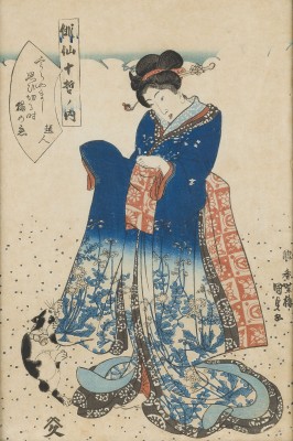Bild UTAGAWA KUNISADA, EINE FRAU UND EINE KATZE