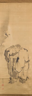 Auktion 148<br>HASEGAWA SETTAN (MIT SIGNATUR VON), ZWEI KAKEMONO (HÄNGEROLLE)