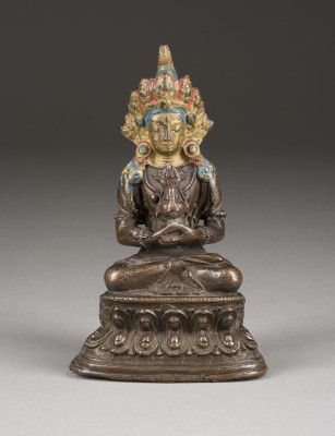 Auktion 148<br>EINE TEILVERGOLDETE SITZENDE FIGUR DES AMITAYUS AUS BRONZE